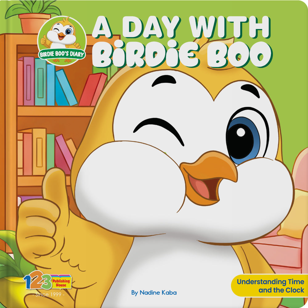 A Day with Birdie Boo children's book cover by Nadine Kaba and 123 Publishing House.