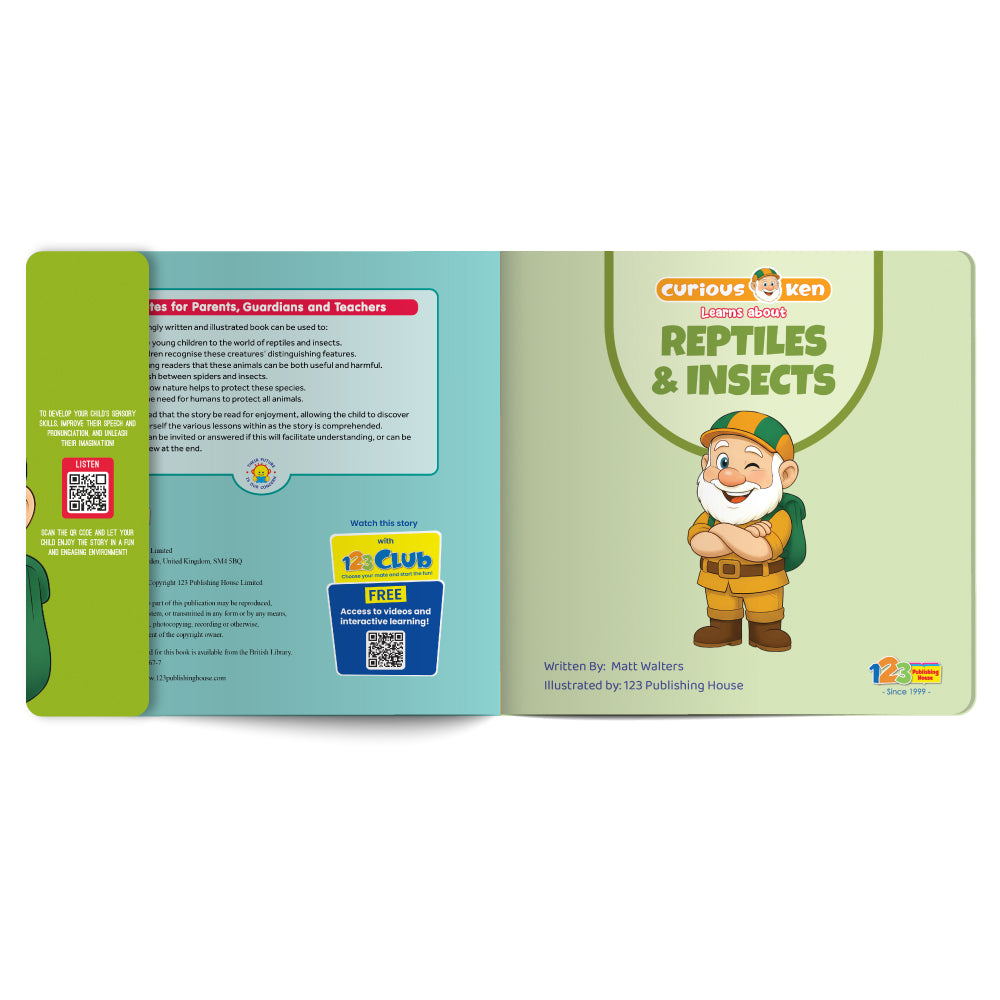 Curious Ken Learns About Reptiles & Insects – Book for Kids in English