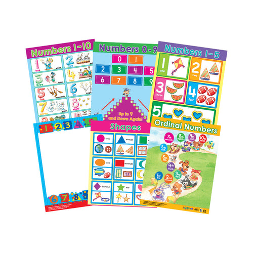 Wall Chart For Grade R Preschool Maths (6 Wall Charts) - Educational Wall Chart Pack in Engli
