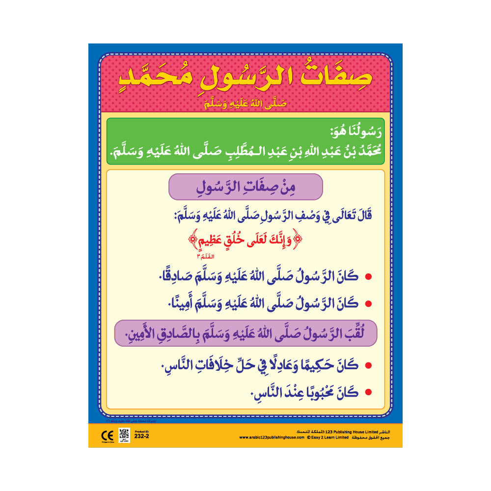 رسولنا محمد صلّى الله عليه وسلّم (6 لوحات تعليمية) - مجموعة لوحات تعليمية باللغة العربية