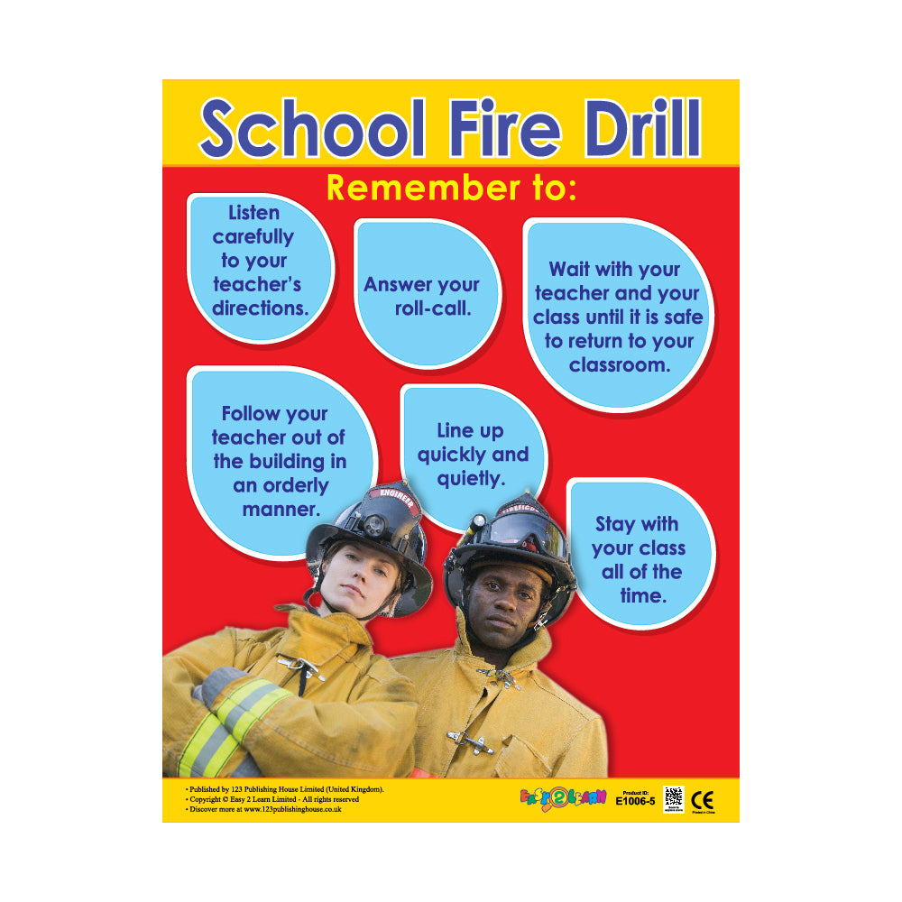 School Fire Drill - Wall Chart in English